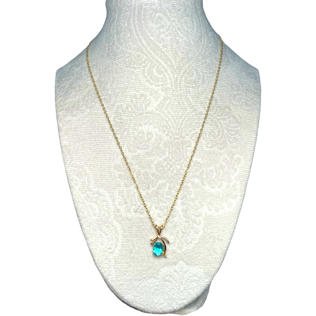 March Birthstone! Aquamarine Swarovski Crystal Pendant On 20